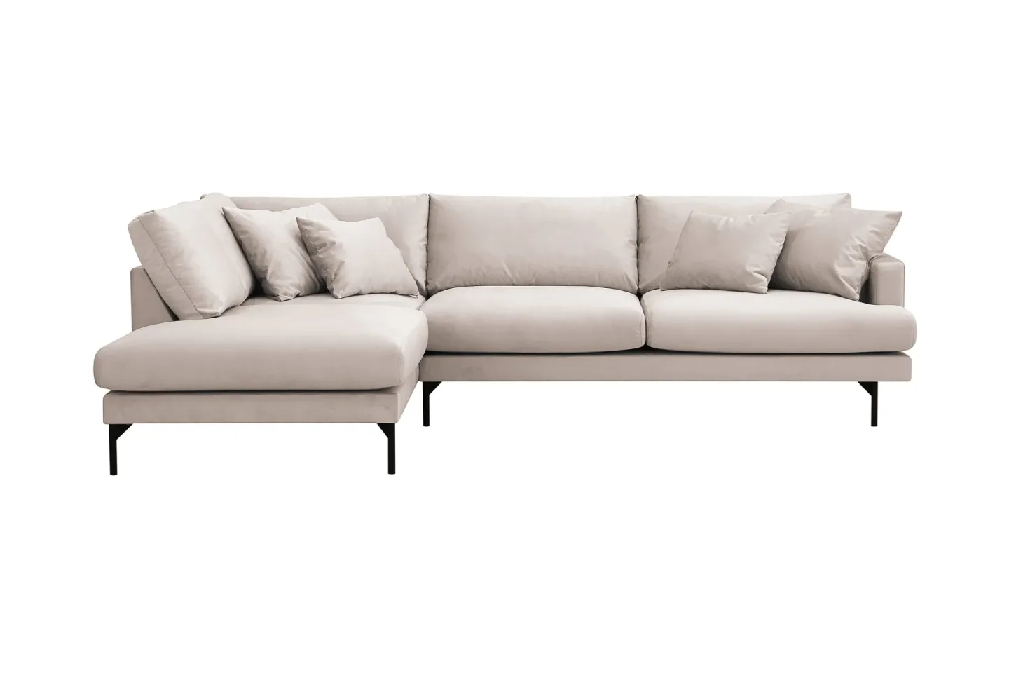Menard 4-sits Vänstervänd L-formad Djup Schäslongsoffa i Sammet - Beige