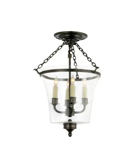Sussex Semi-Flush Bell Jar Lantern Bronze