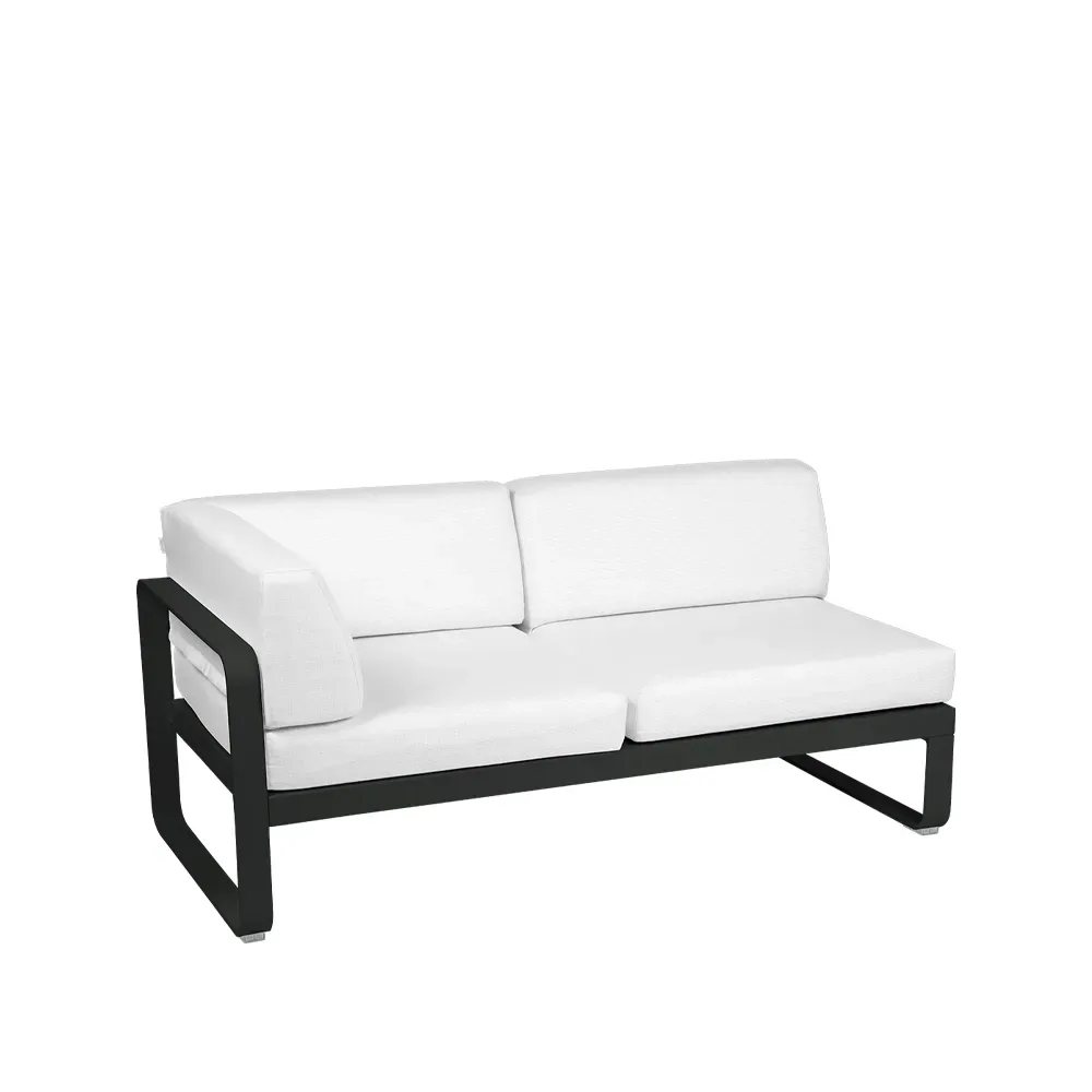 Fermob Bellevie Corner modulsoffa 2-sits Liquorice (svart), offwhite dyna, vänster