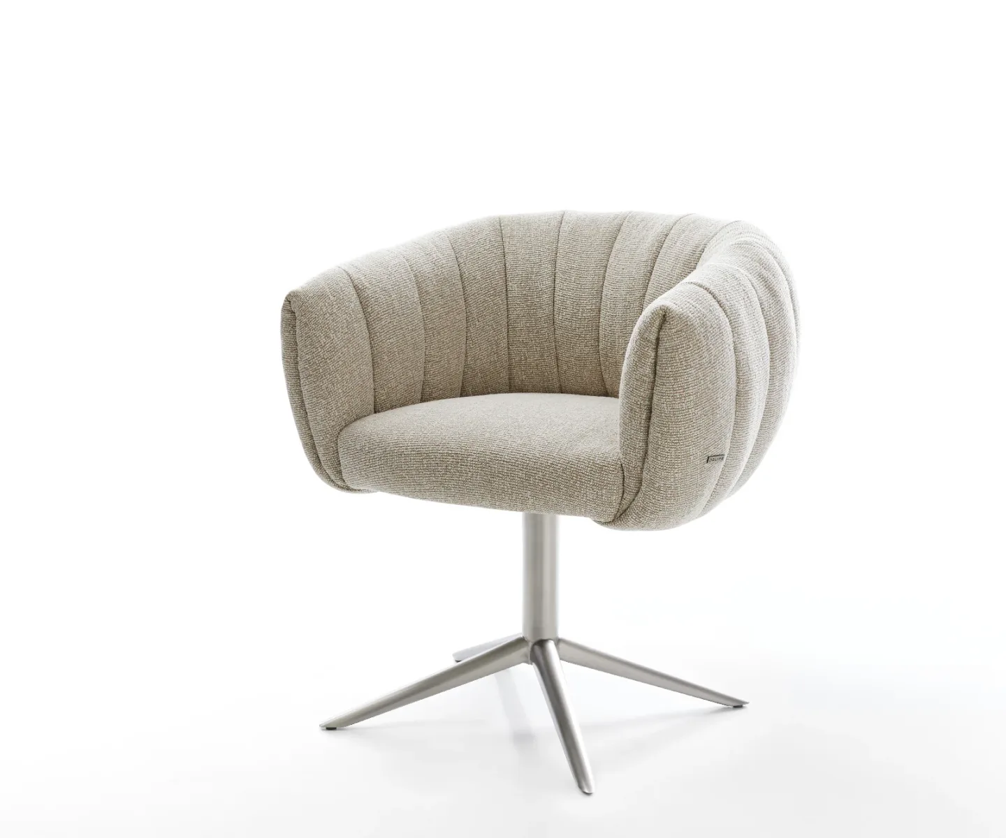 Drehstuhl Jada-Flex Webstoff Soft Beige Fußkreuz Edelstahl 360° drehbar Wippfunktion Taschenfederkern
