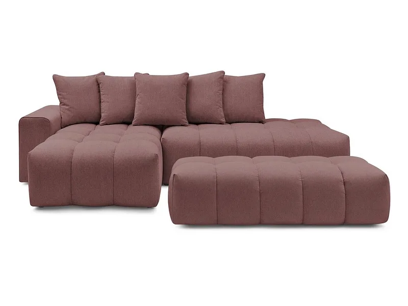 Ecksofa mit Hocker BOBOCHIC MONT-BLANC Stoff chiniert rosa
