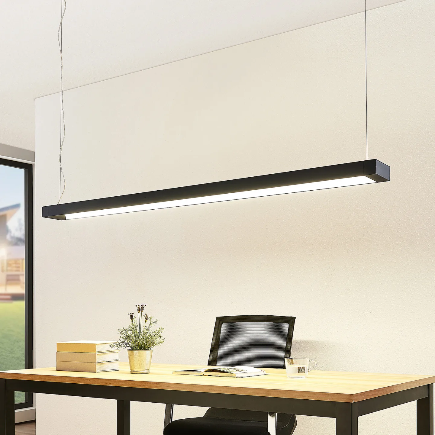 Arcchio LED-Pendellampe Cuna, schwarz, 162cm, Metall - Arbeitszimmer / Büro - Modern - Einflammig