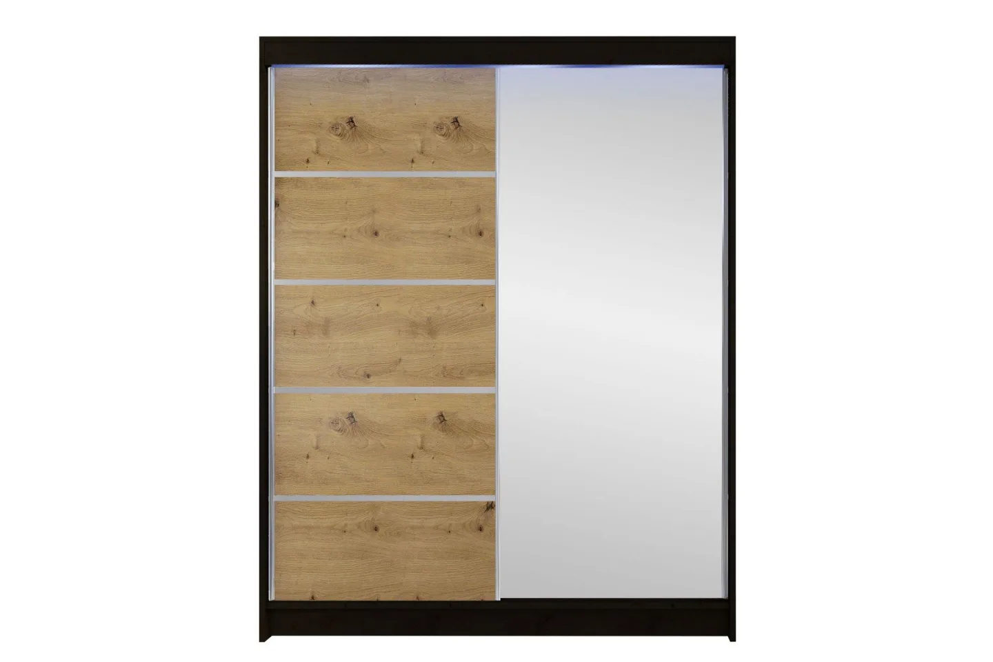 Pickering Garderob m. Spegel 150x200 cm - Svart/Brun