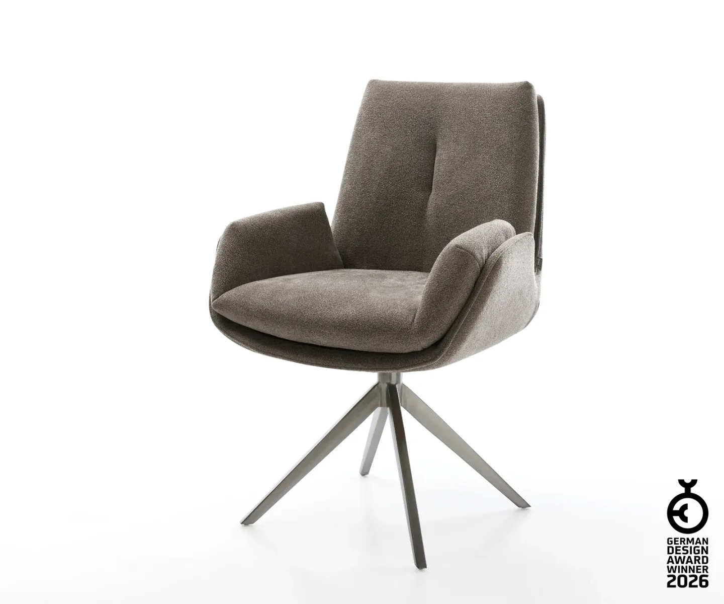 Drehstuhl Clea-Flex Strukturstoff Soft Taupe Kreuzgestell breit Graphit 360° drehbar Wippfunktion