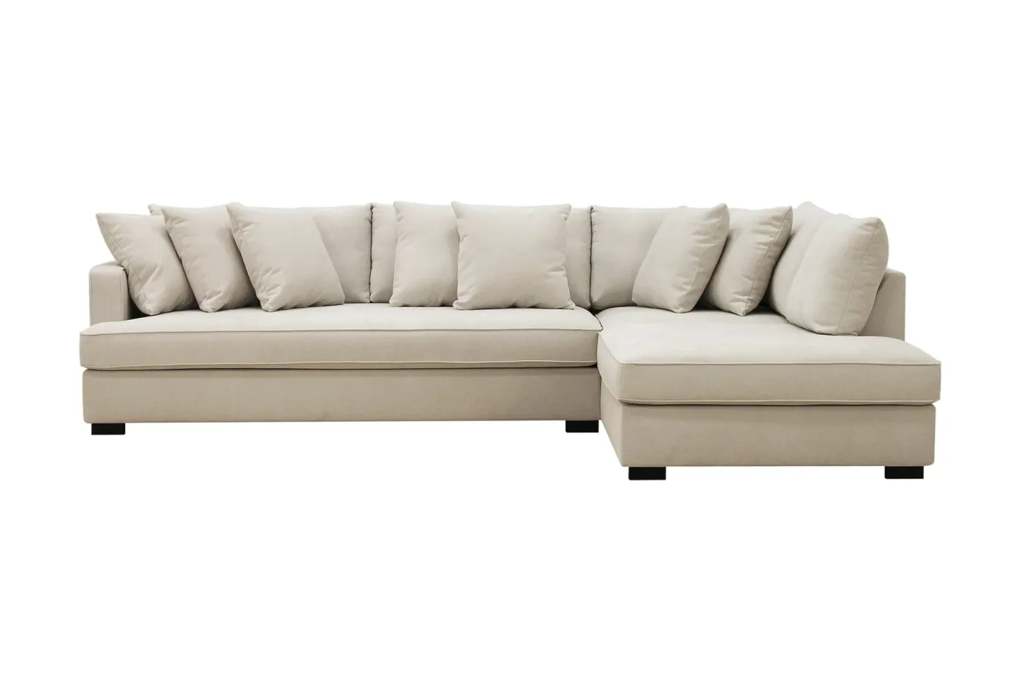 Rossita 4-sits Högervänd L-formad Djup Schäslongsoffa med Hel dyna i Tyg - Beige