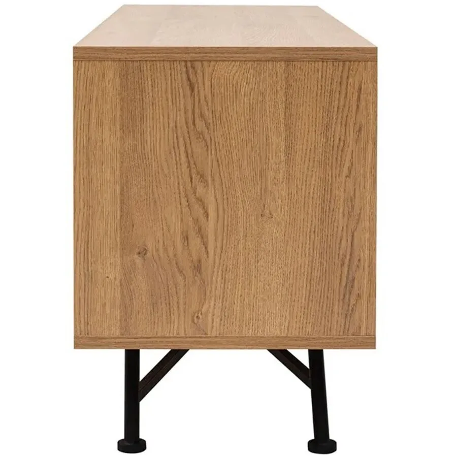 TV-Möbel Yasam natur Melaminbeschichtete Spanplatte/Rattan B 140 cm 15 kg