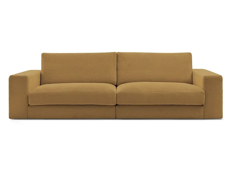 3er Sofa BOBOCHIC LEONARD Cord-Stoff gelb