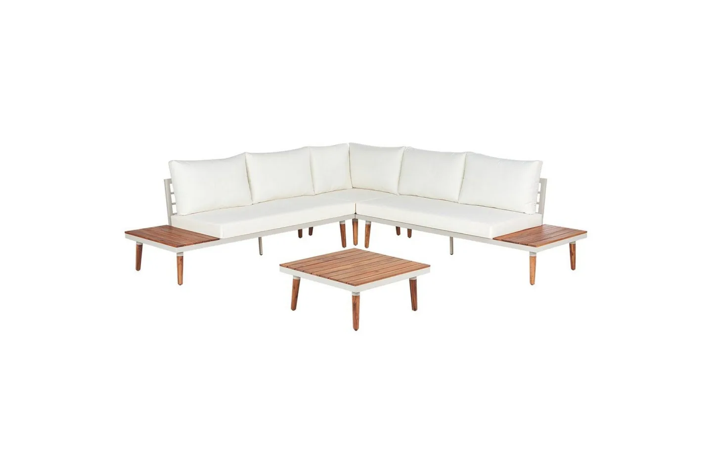 Loungegrupp Corato Vit/ljust trä - Vit/ljust trä