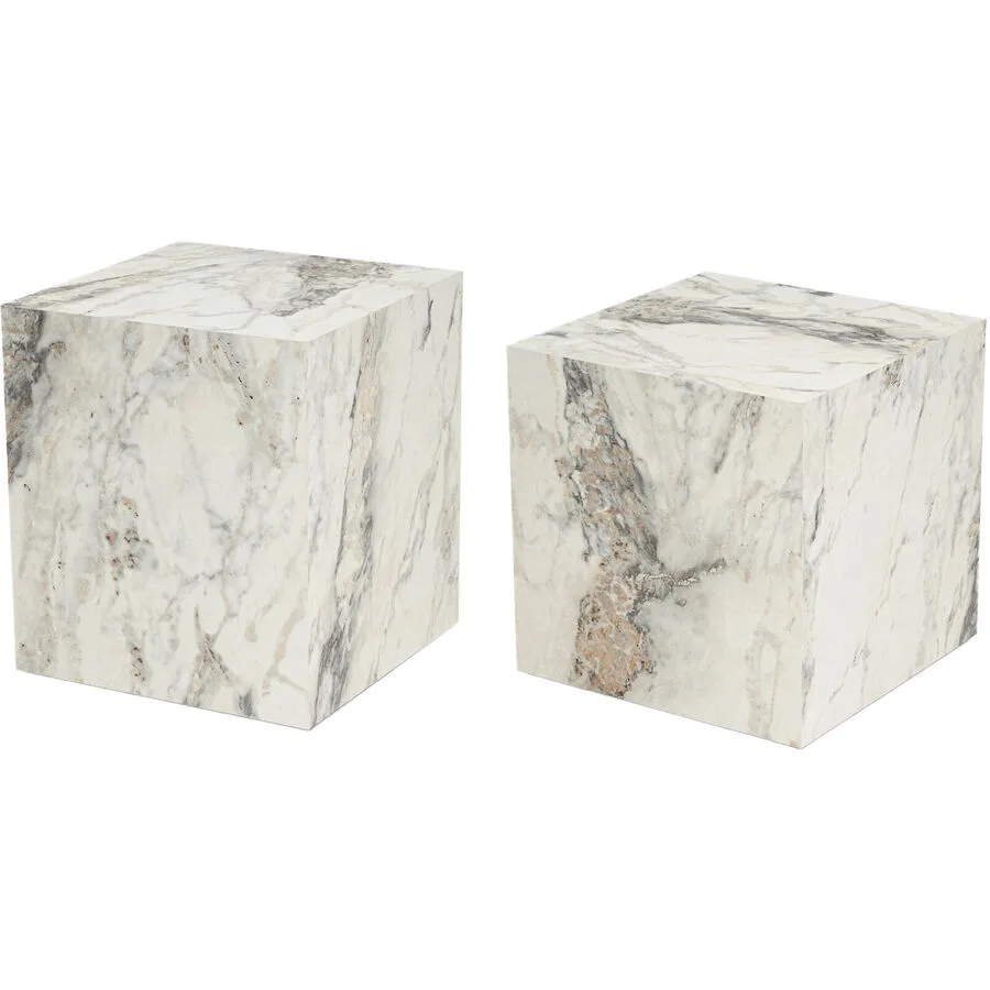 Beistelltisch 2er-Set Georis marmor MDF B 40 H 49 cm