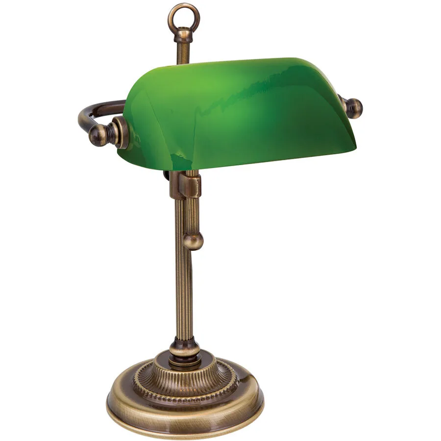 Briamond Tischlampe Harvard Grün Glas/Messing 20 cm 32 cm - Farbe: patina/grün - Material: Messing/Glas