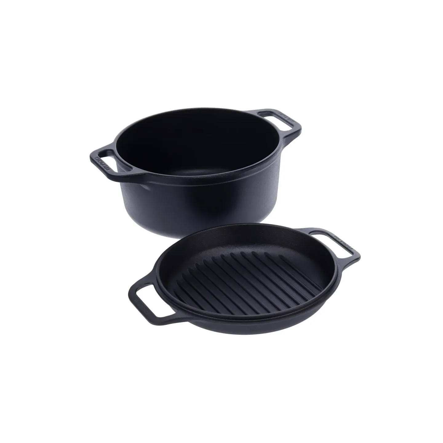 Victoria Combo Cooker Gusseisen-Topf-Pfannen-Set 2 Teile Schwarz