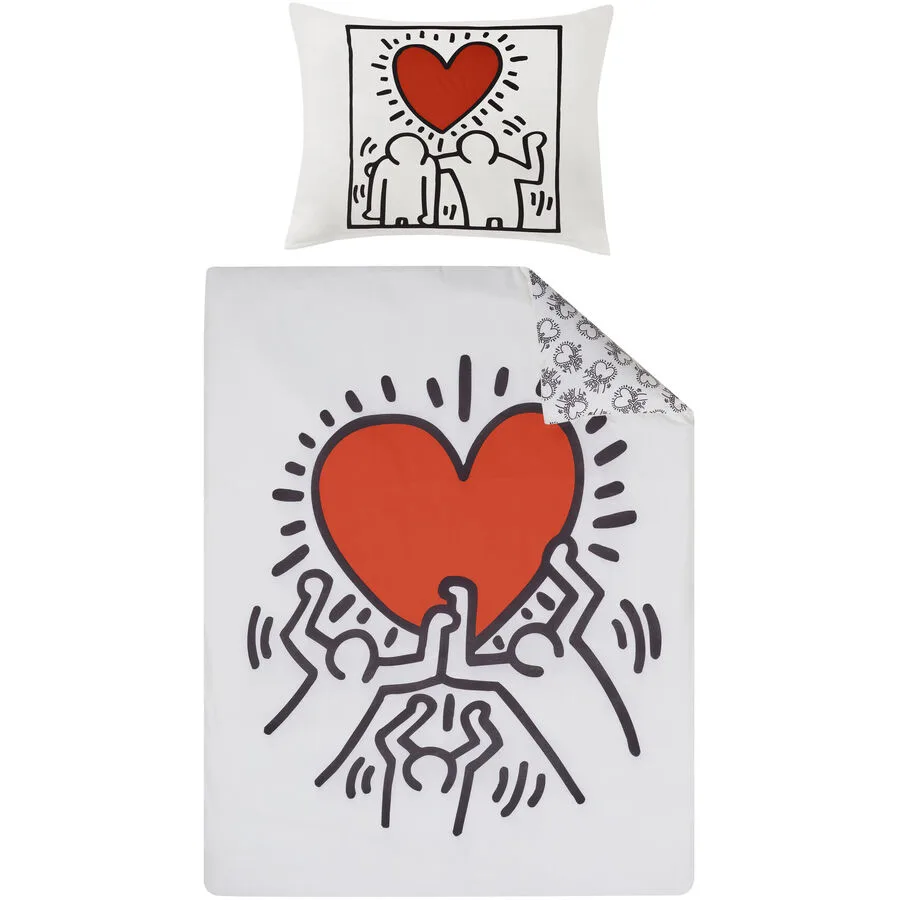 Keith Haring Bettwäschegarnitur Love bunt Baumwolle 160 x 210 100 x 65 cm