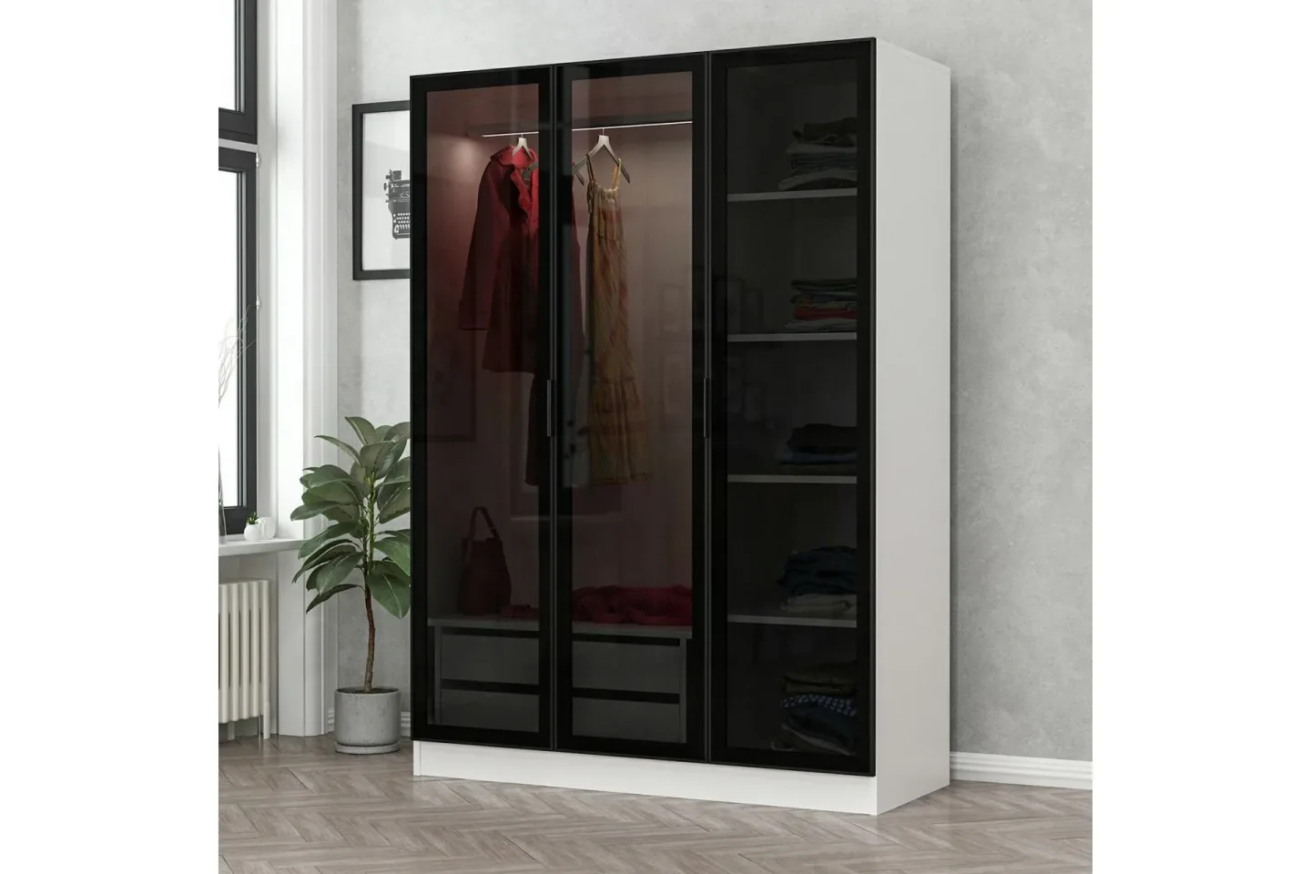 Fruitland Garderob 135 cm - Svart/Vit