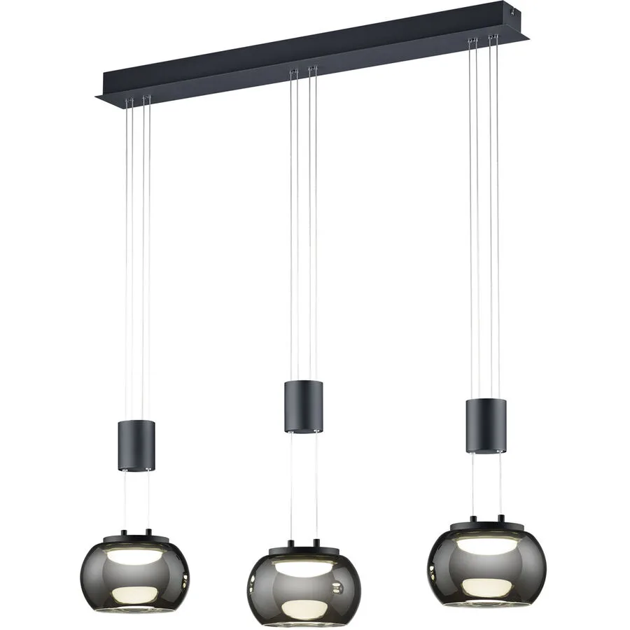 Pendellampe Magruela Schwarz Aluminium 82 cm 150 cm - Farbe: Schwarz matt - LED - Lichtfarbe: Warmweiss - LED Energiesparlampen