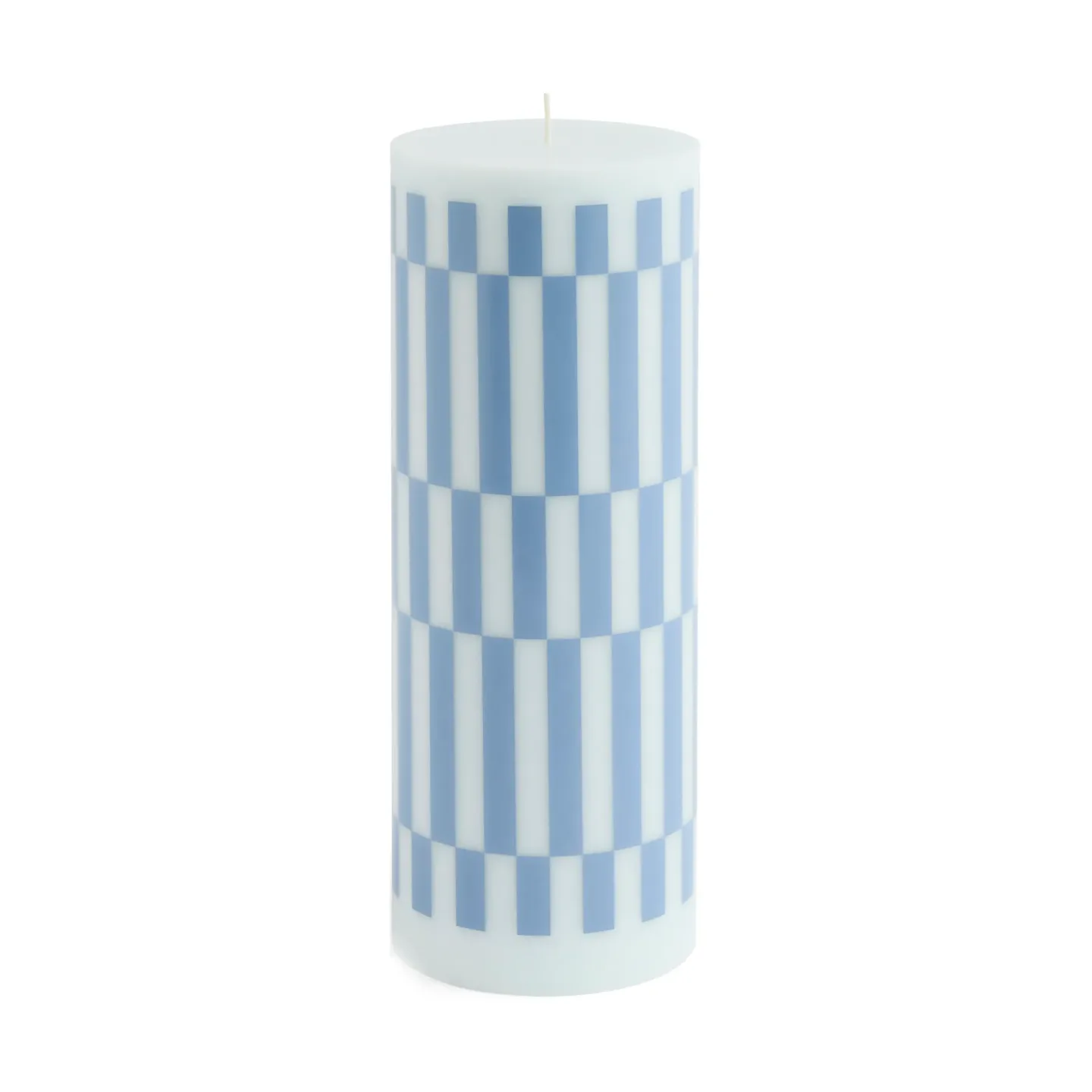 HAY Column Candle Blockkerze large 25 cm Light blue-dusty blue check