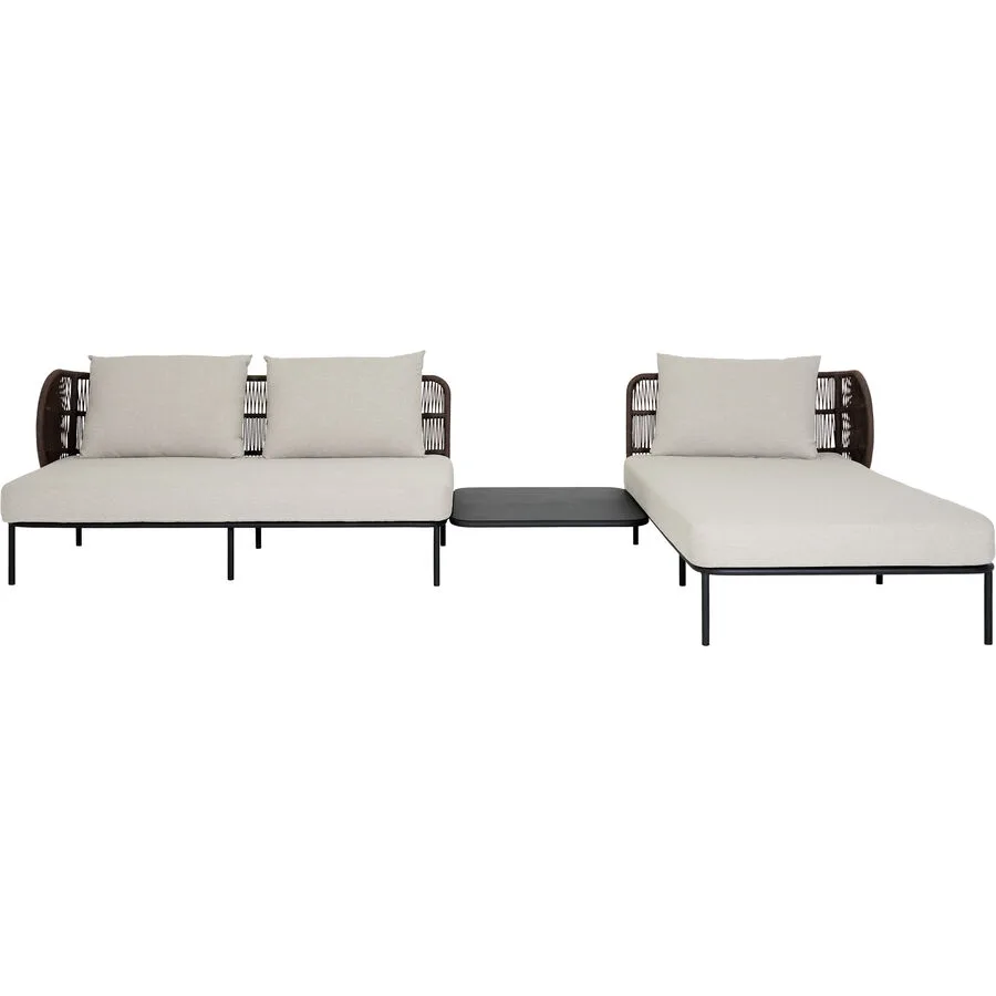 Gartenlounge Luno grau/schwarz Aluminium 2 B 347 T 100 cm