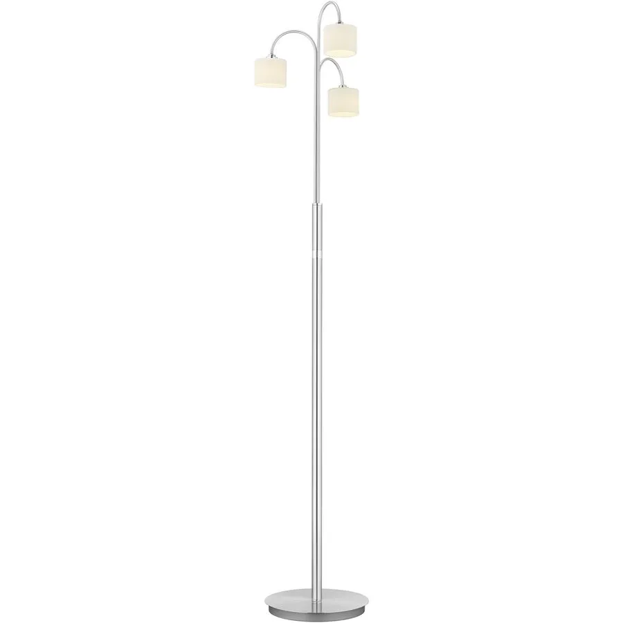 Stehlampe Anika Silber/Weiss Metall 150 cm - Farbe: Chrom, Weiss - LED - Lichtfarbe: Extra warmweiss - LED Energiesparlampen