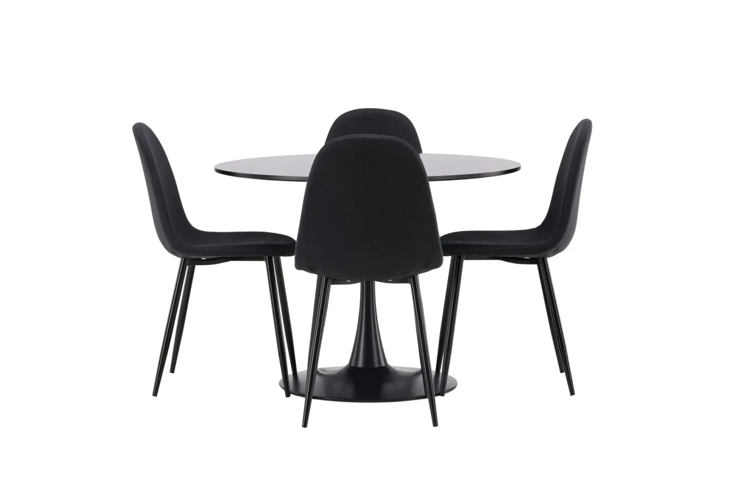 Glade Matgrupp 100 cm Rund med 4 Polar stolar - Svart