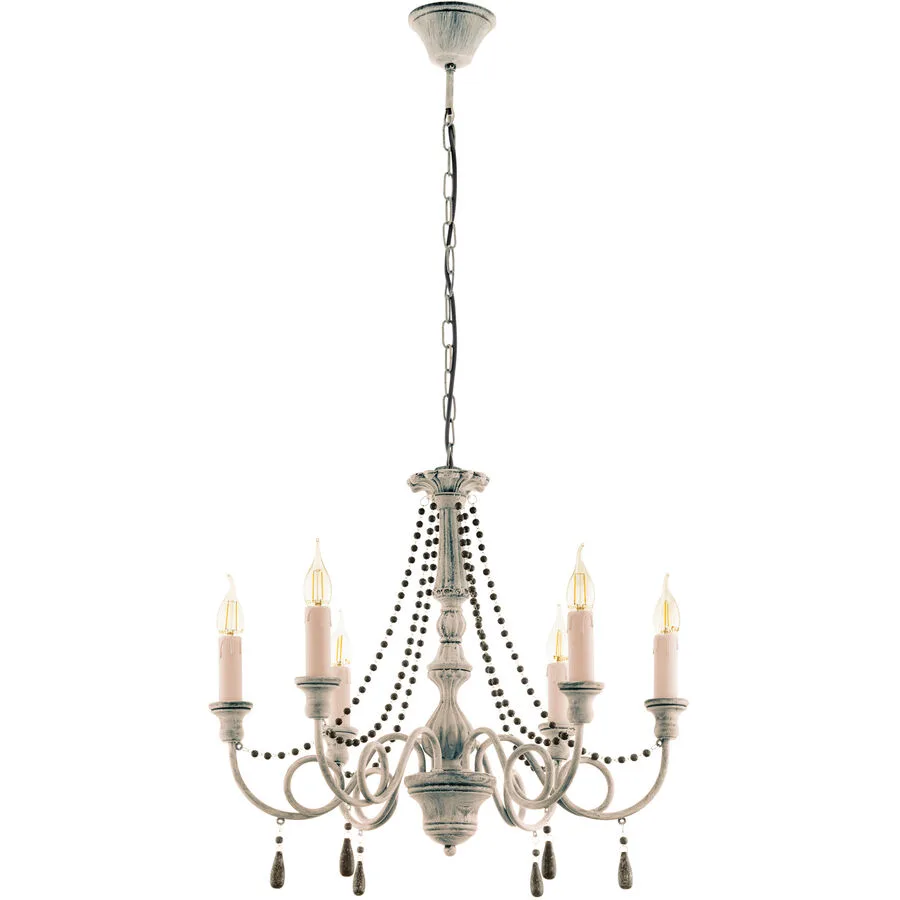 Eglo Kronleuchter Colchester Braun/Grau Stahl 110 cm - Farbe: Taupe-antik - Material: Holz/Stahl - LED