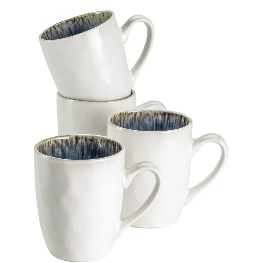 MÄSER Kaffeebecher-Set Frozen Blau/Weiss Steingut