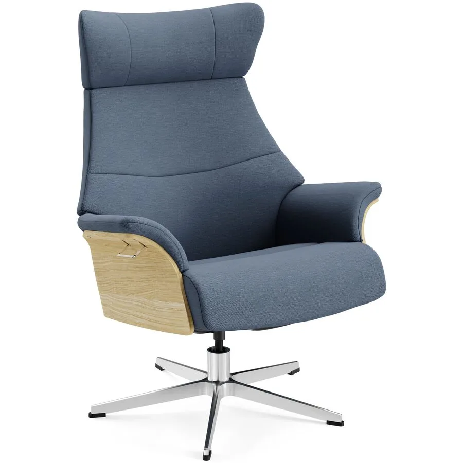 Conform Sessel Airness Blau/Beige/Silber Stoff/Holz/Aluminium 81 cm 163 cm - Farbe: 40 blueberry - Material: Stoff, Eiche, Aluminium - Möbel