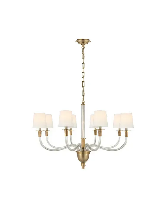 Vivian One-Tier Chandelier Antique Brass/Linen Large