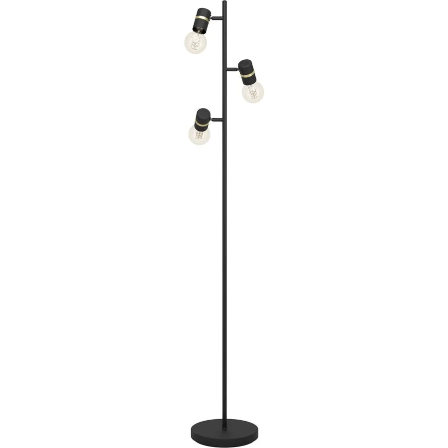 Eglo Stehlampe Lurone Schwarz Stahl 5 cm 160 cm - Farbe: Schwarz/Messing