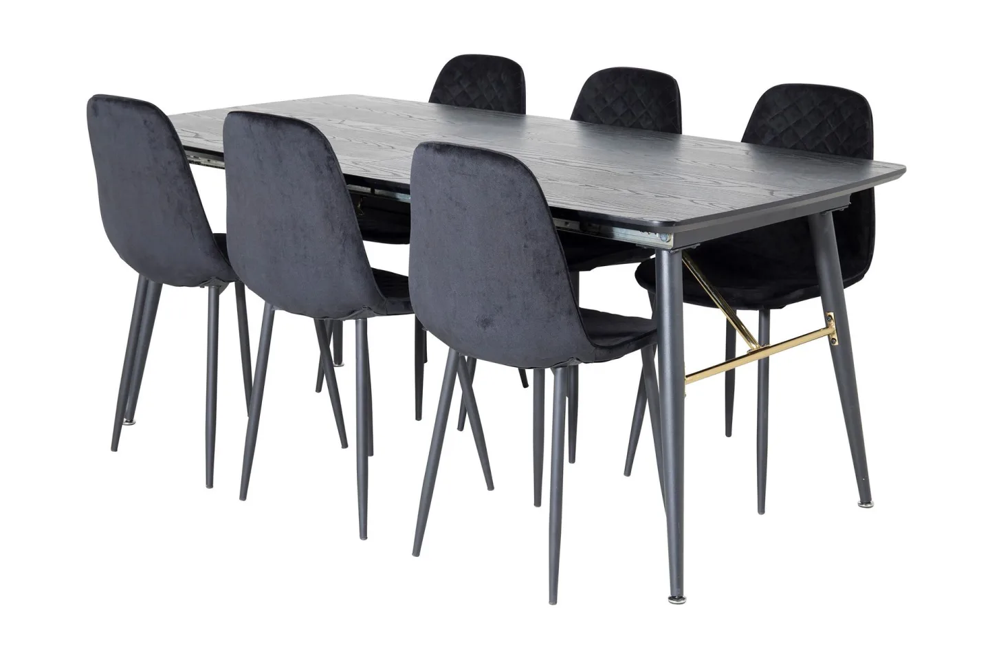 Irunea Förlängningsbar Matgrupp 180 cm inkl 6 Ypas Stolar - Svart