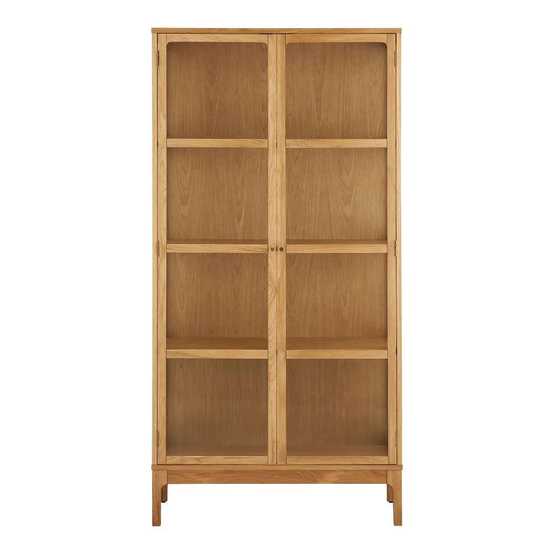 Vigga Vitrinenschrank 2 Glastüren, 3 Regale Eiche.