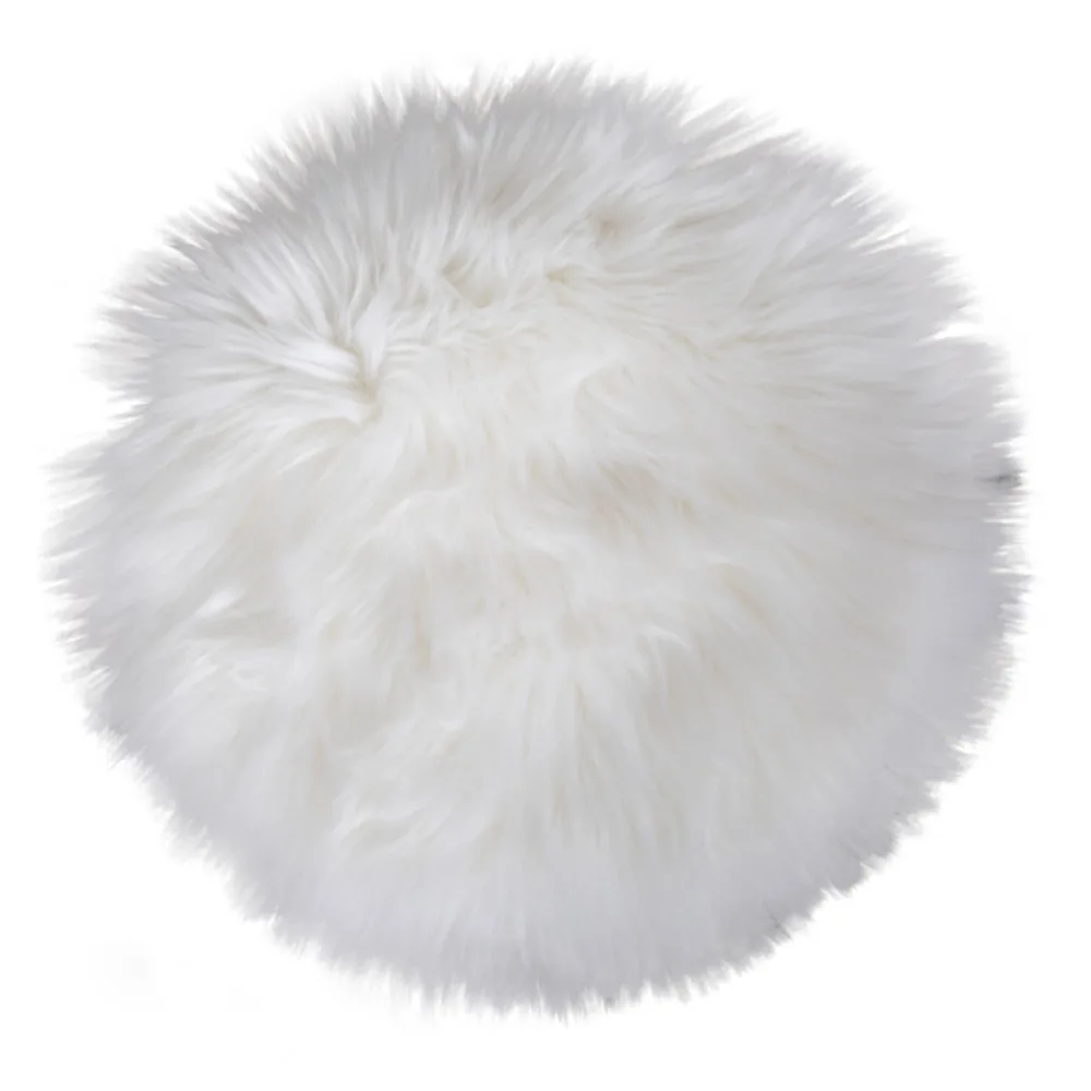 Laila Stuhlkissen, Lammfell imitiert Ø35 cm, natur.