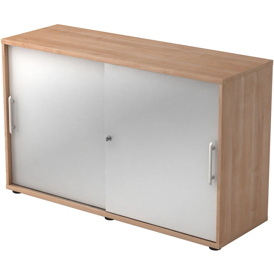 Aktenschrank Office Nussbaum Dekor, Silber Holzwerkstoff B 120 cm H 74.8 cm