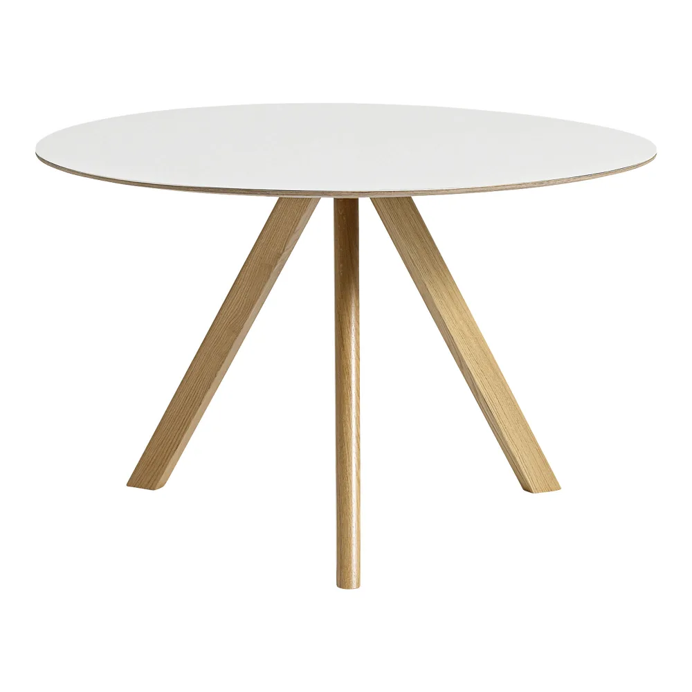 HAY - CPH20 2.0 Table Lacquered Oak Frame Ø120 X H74 White Laminate Tabletop Lacquered Edge - Matbord - Ronan & Erwan Bouroullec - Vit - Trä