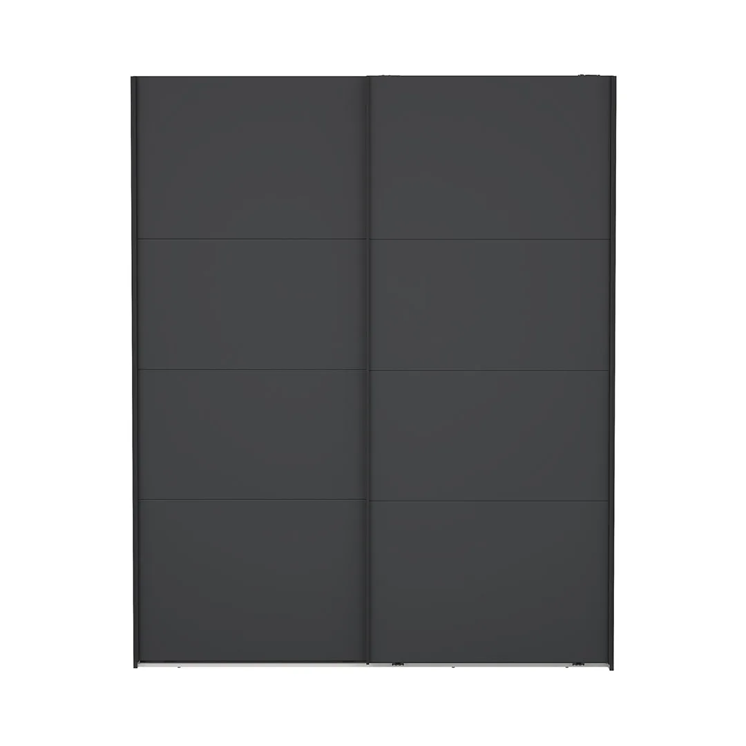 Catania Kleiderschrank 221x179x65cm, 2 Schiebetüren matgrå.