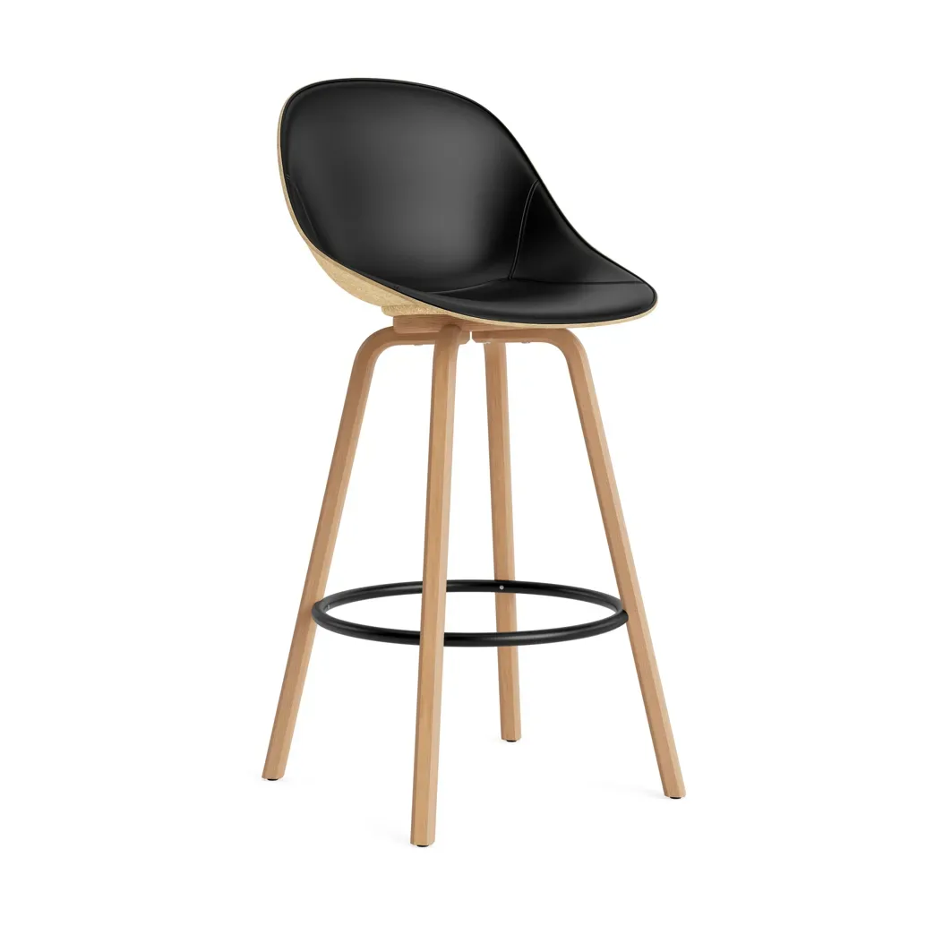 Normann Copenhagen Mat Barstool Barhocker mit Vorderpolsterung, 75 cm Ultra 41599-hemp-beech-black steel