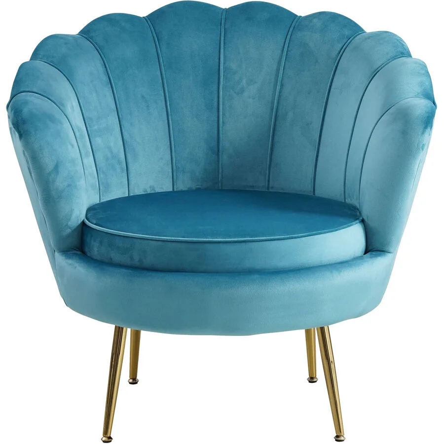 Sessel Raso Blau, Gold Samt, Metall B 76 T 76 H 78 cm