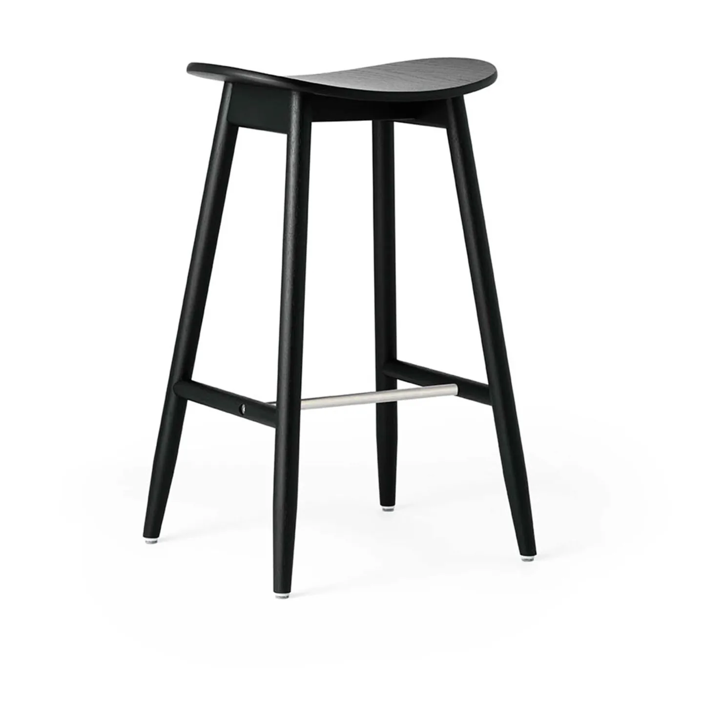 Massproductions - Icha Bar Stool - H 750, Black Stained Oak, Utan klädsel - Barstolar - Chris Martin - Svart - Trä