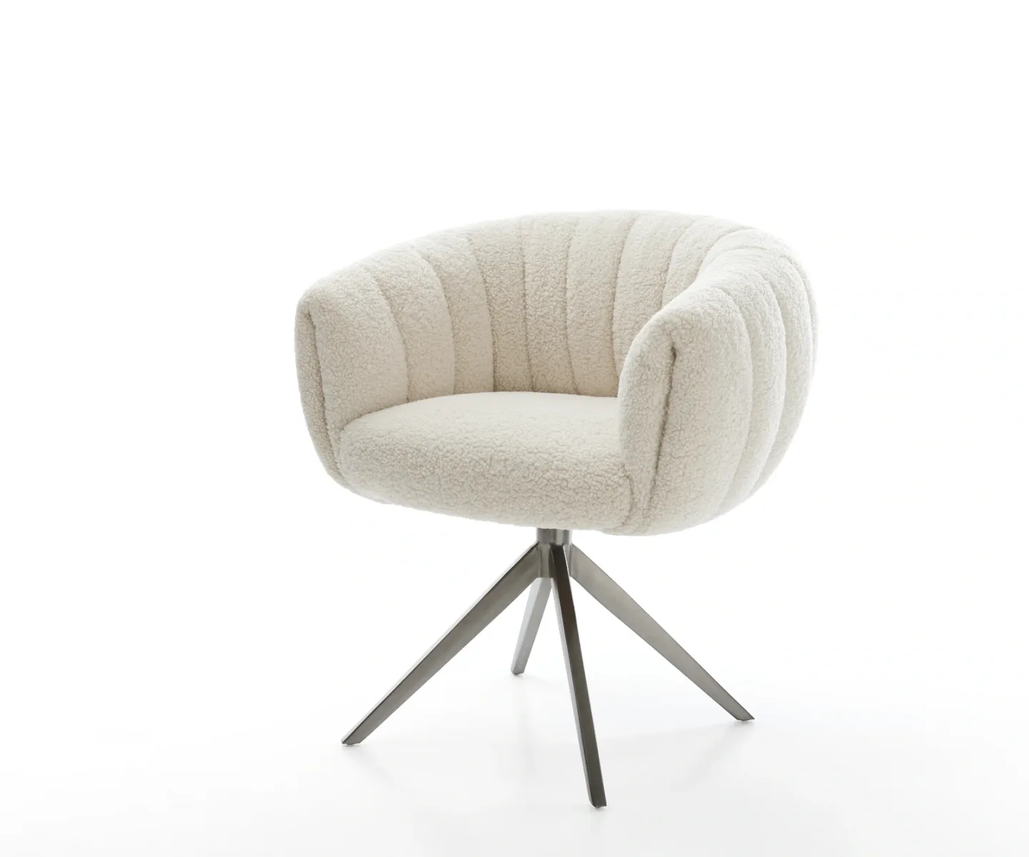 Drehstuhl Jada-Flex Teddystoff Beige Kreuzgestell breit Graphit 360° drehbar Wippfunktion Taschenfederkern