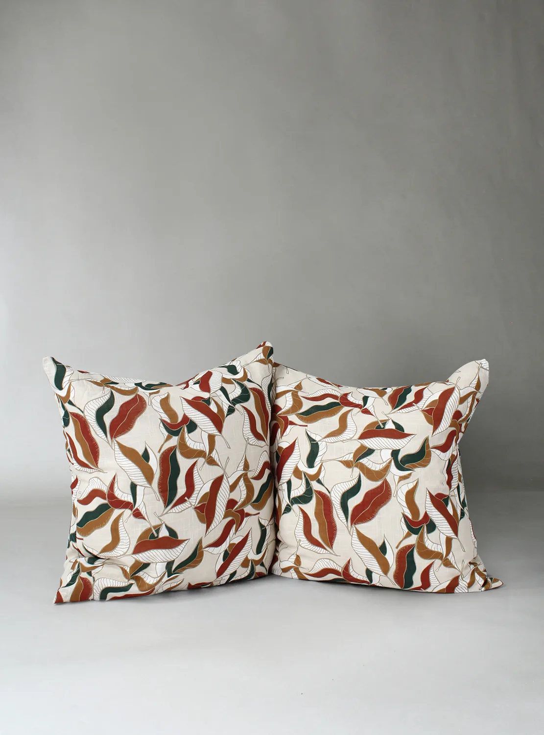 Putetrekk x 2 - Amalie (beige/rust) (Størrelse: 45 x 45 cm)