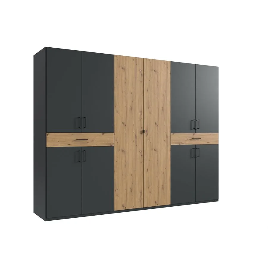 Kleiderschrank Tiby graphit/Eiche Nachbildung Holzwerkstoff B 270 cm