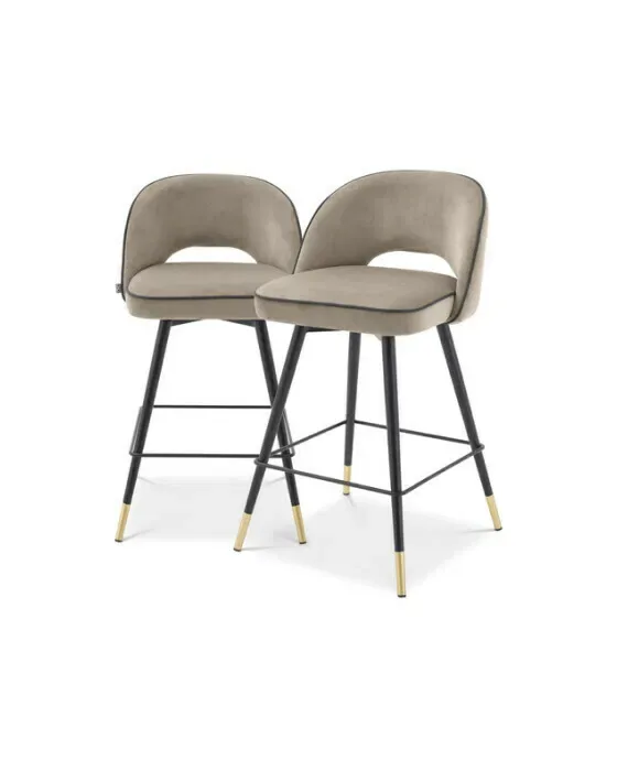 Cliff Bar Stool Savona Greige Velevet Set of 2