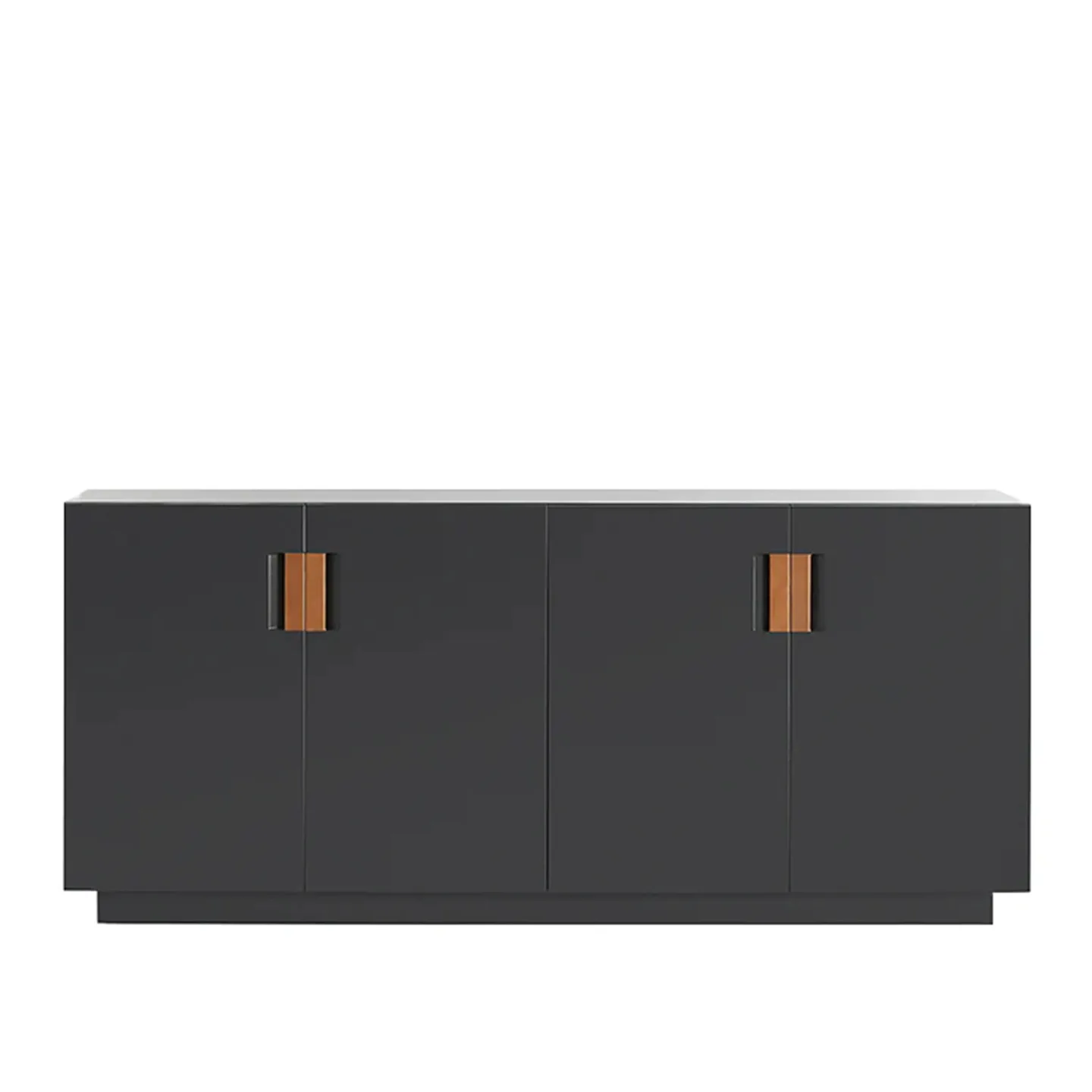 Asplund - Frame 160 Low Covered Doors - Char Grey / Cognac Leather - Skåp och vitrinskåp - Anya Sebton & Eva Lilja Löwenhielm 2011 - Grå - Läder