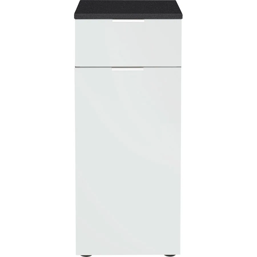 Kommode Noe anthrazit/Glas weiss Holzwerkstoff/Glas B 35 H 84 cm