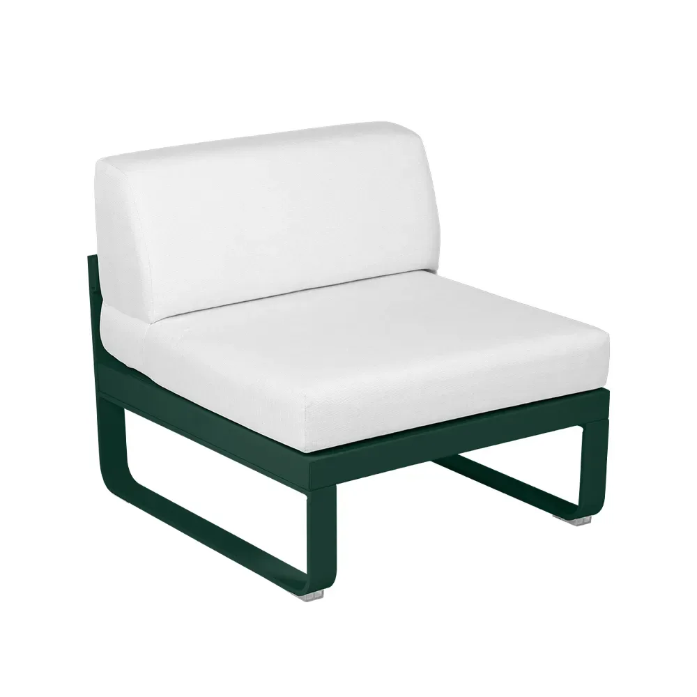Fermob Bellevie Central modulsoffa Cedar green (grön), off-white dyna, 1-sits
