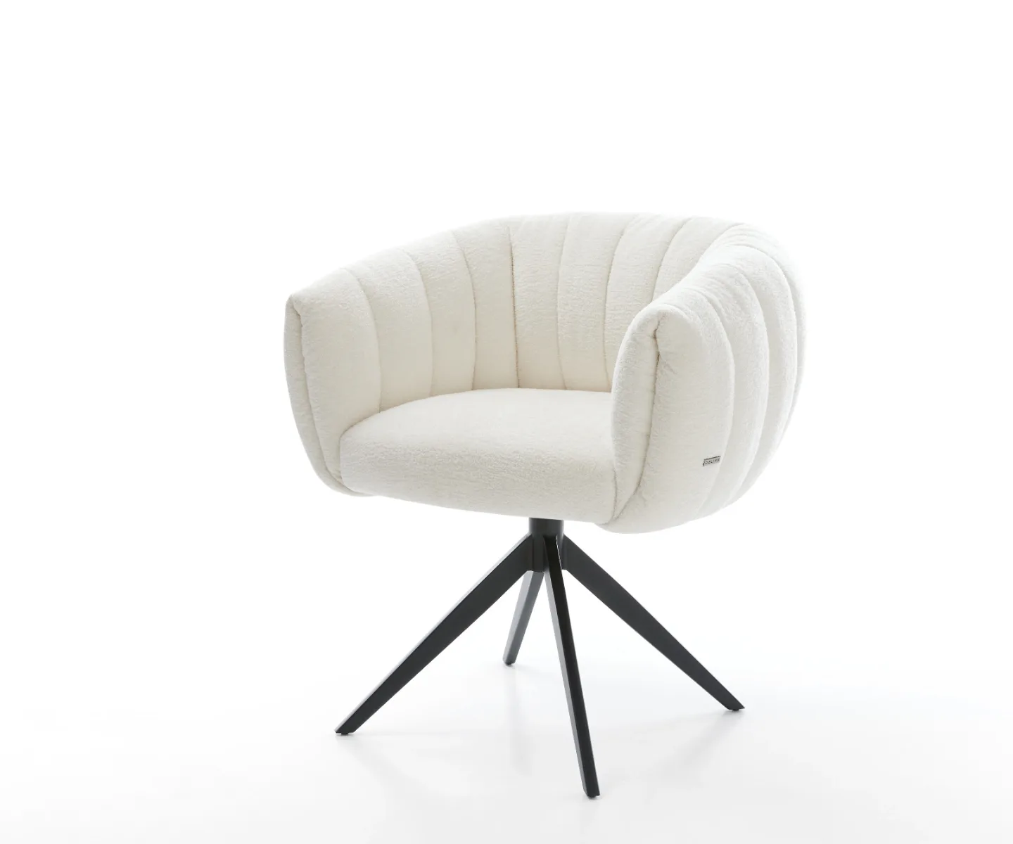 Drehstuhl Jada-Flex Bouclé Soft Beige Kreuzgestell breit Schwarz 360° drehbar Wippfunktion Taschenfederkern