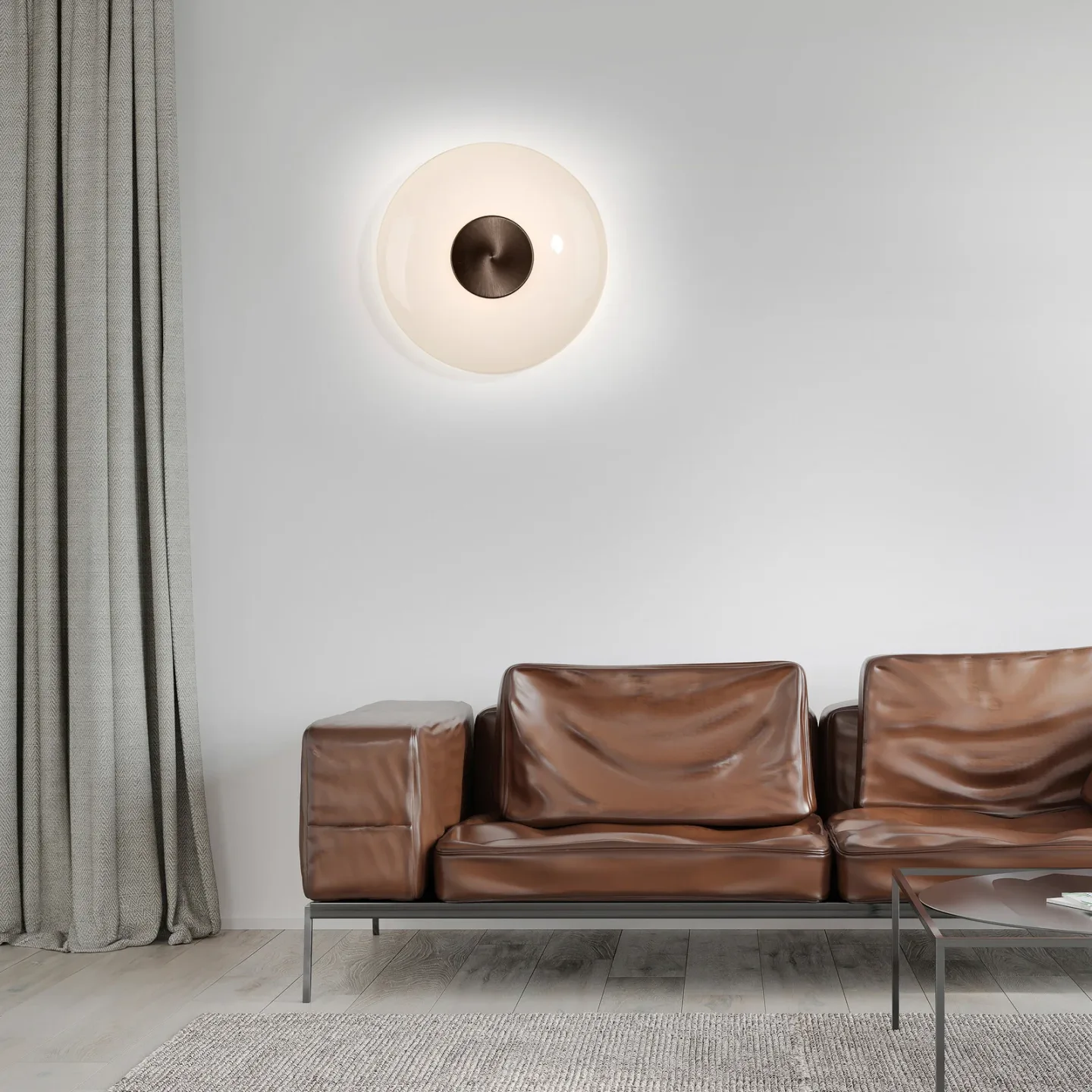 Vitrum LED-Wandlampe, braun/opal Glas/Alu, Ø 22 cm - PURE - Wohnzimmer - Modern - Mit Schirm