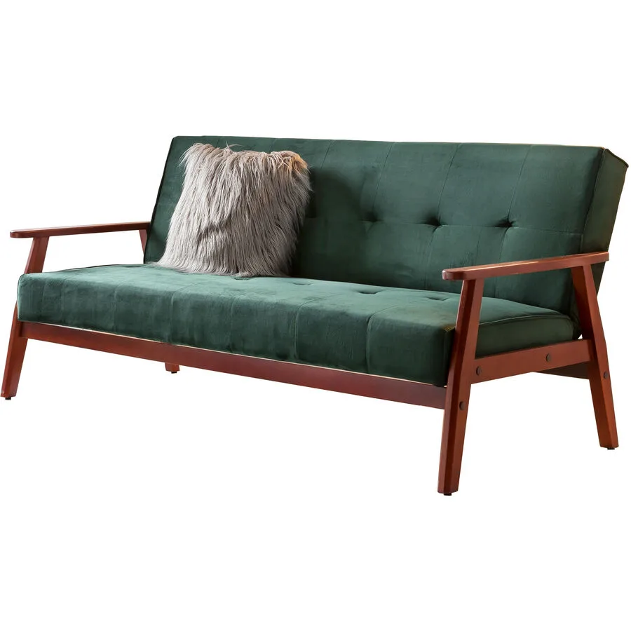 Bettsofa Ugo Dunkelgrün, Natur Samt, Holz B 190 T 85 cm Verstellbare Lehne