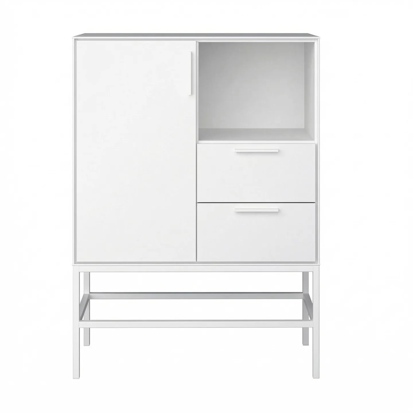 Ravn Sideboard 1 Tür und 2 Schubladen, weisslackiert, Metallgestell weiss.
