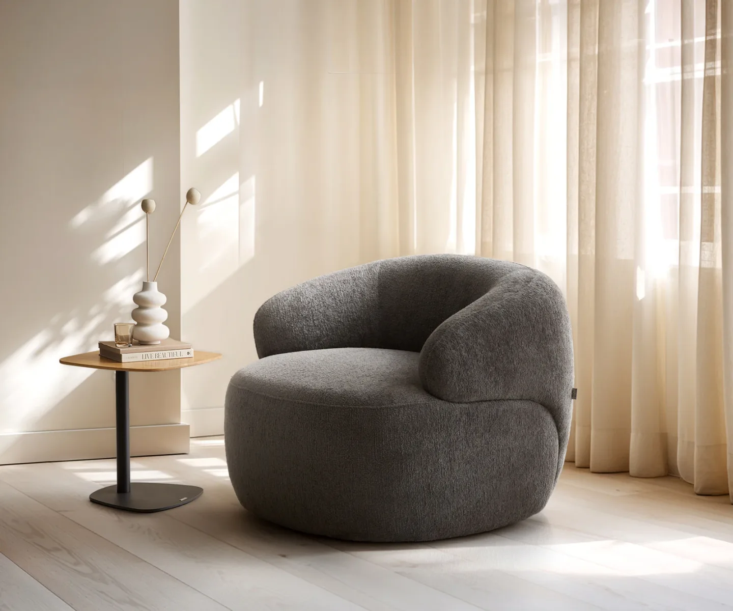 Loungesessel Nova 88x88 cm Bouclé Soft Schlamm