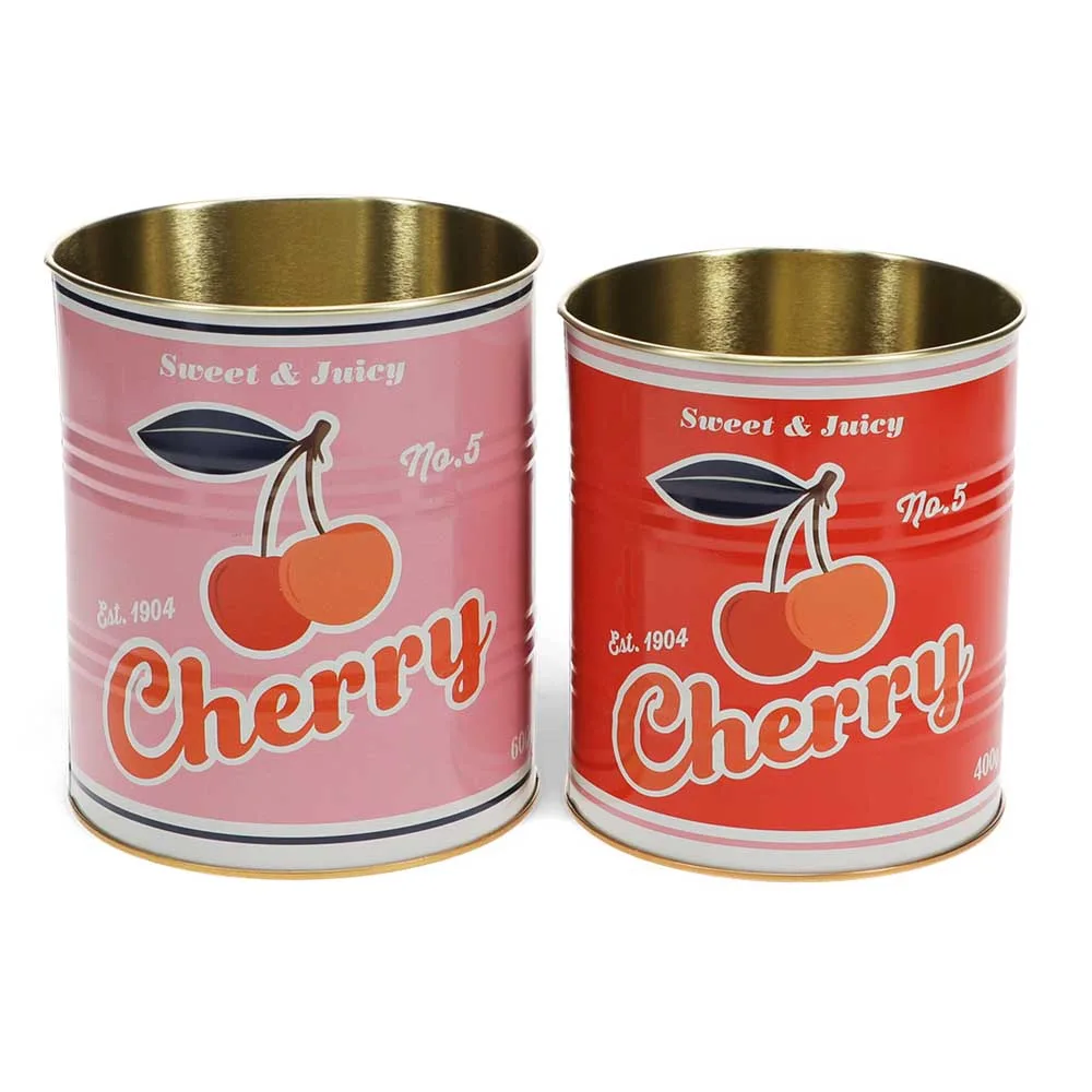 Kruka / plåtburk 2 pack Cherry