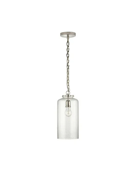 Katie Cylinder Pendant Polished Nickel/Seeded Glass